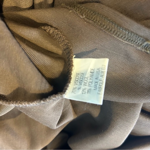 Theory Wool Blend Long Sleeve Brown Surplice Neckline A-line Dress Size Large - Picture 11 of 11